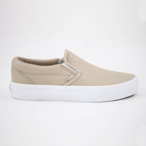 beige leather slip on vans