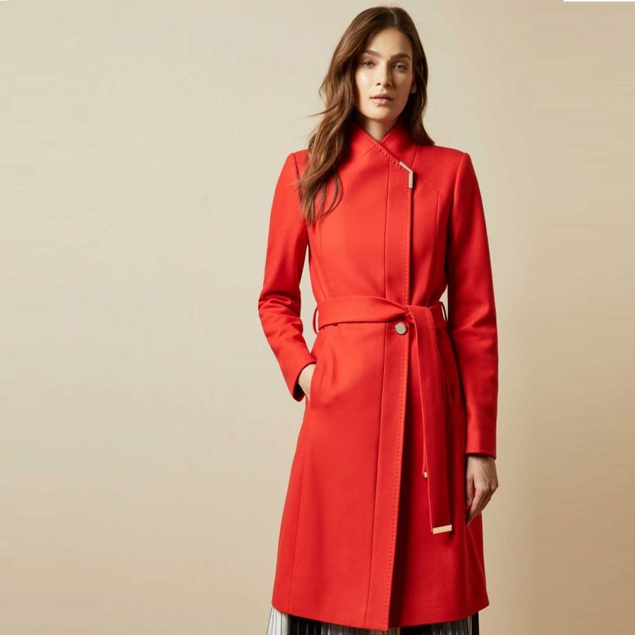 ellgenc long belted wrap coat