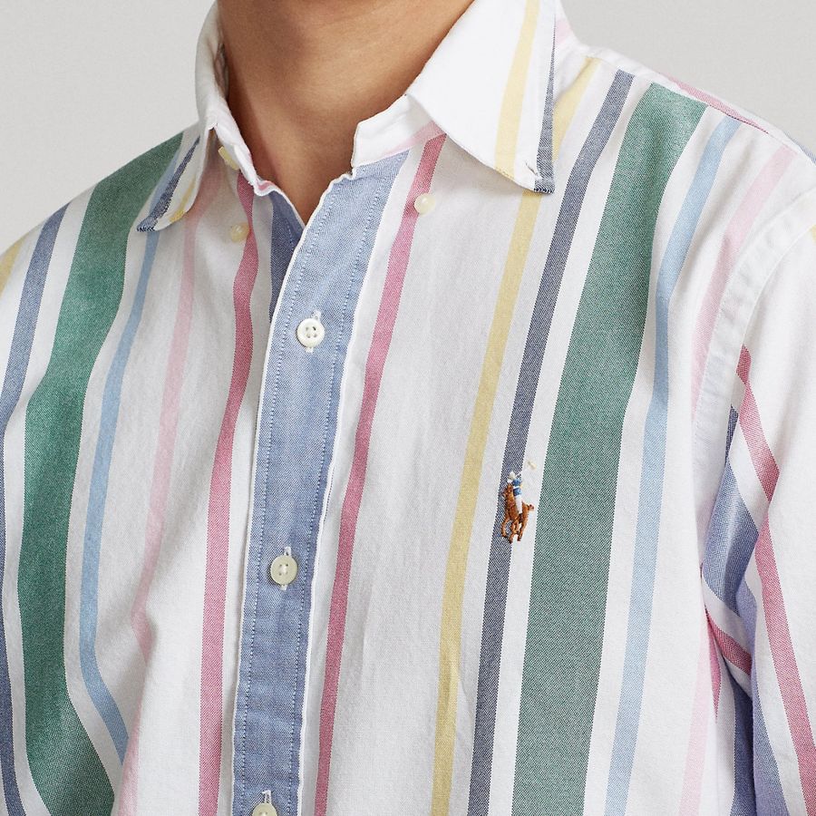 custom fit striped oxford shirt