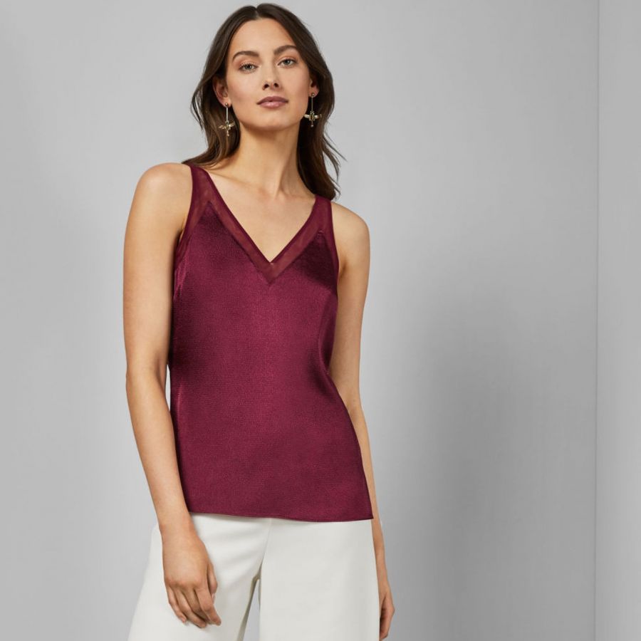 ted baker mesh trim v neck cami