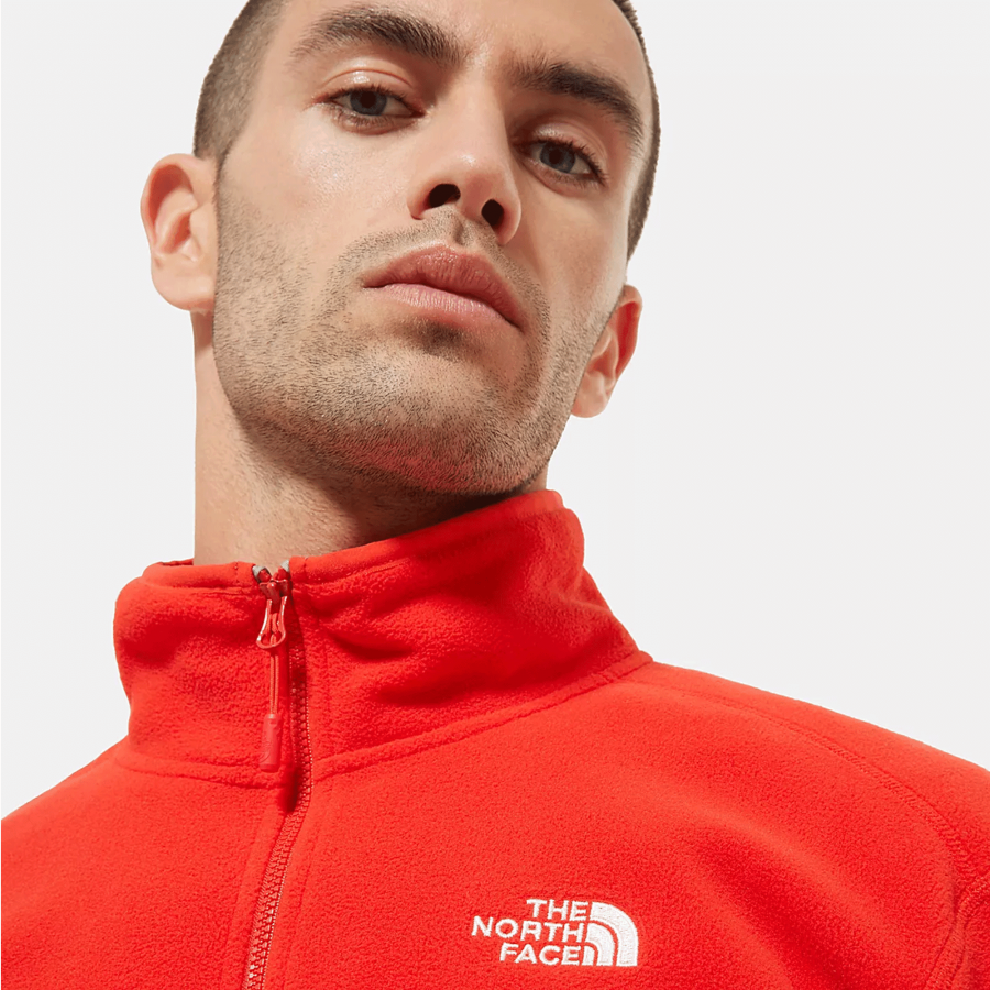 north face red quarter zip