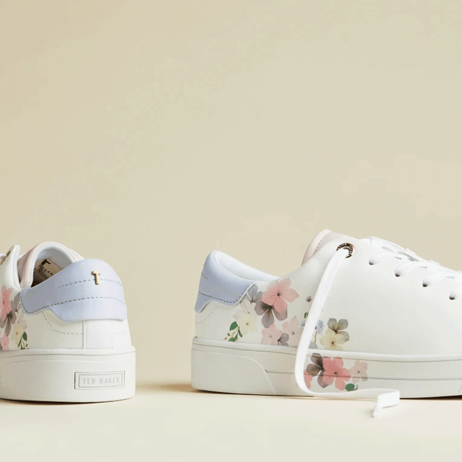 ted baker lennei floral trainers in ivory